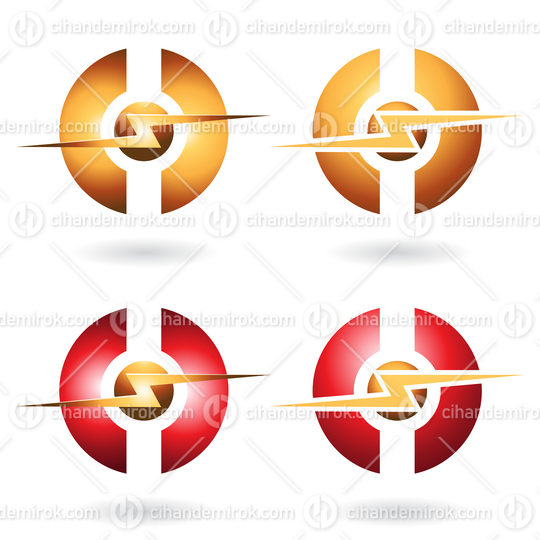 Orange and Red Horizontal Thunder Shapes with Split Circles