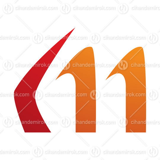 Orange and Red Horn Shaped Letter M Icon