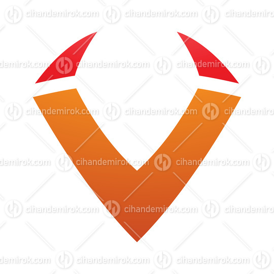 Orange and Red Horn Shaped Letter V Icon