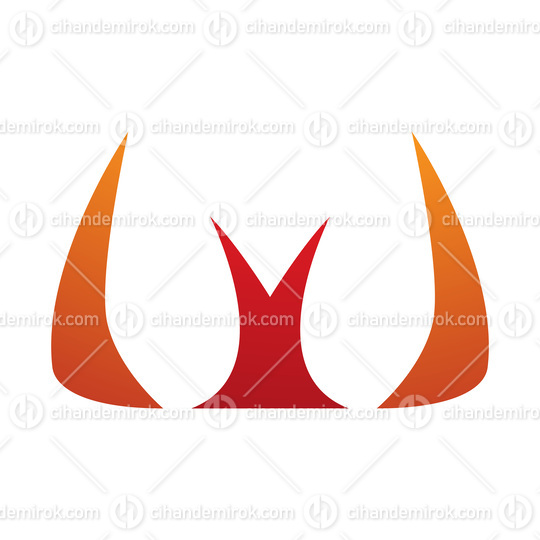 Orange and Red Horn Shaped Letter W Icon
