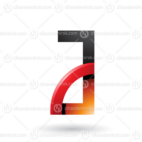 Orange and Red Letter A with a Glossy Quarter Circle