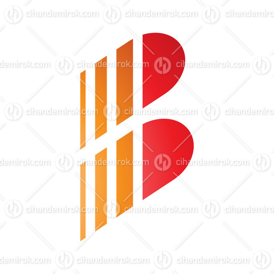 Orange and Red Letter B Icon with Vertical Stripes