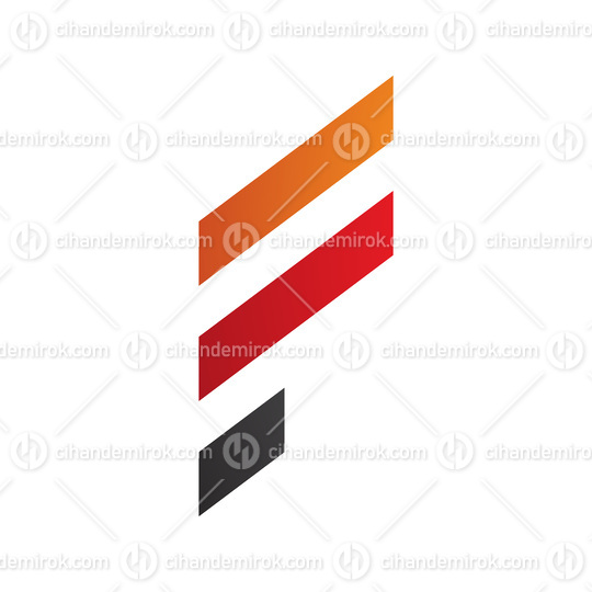Orange and Red Letter F Icon with Diagonal Stripes