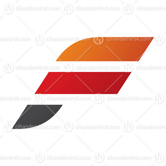 Orange and Red Letter F Icon with Horizontal Stripes