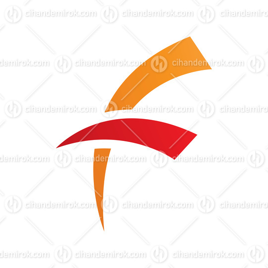 Orange and Red Letter F Icon with Round Spiky Lines