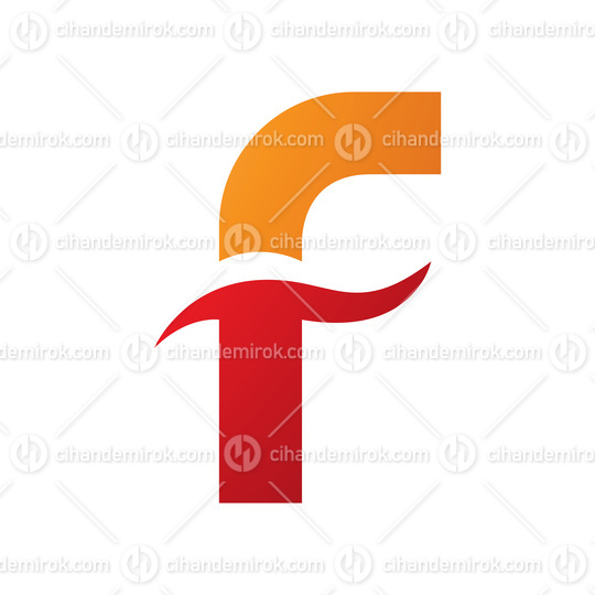 Orange and Red Letter F Icon with Spiky Waves