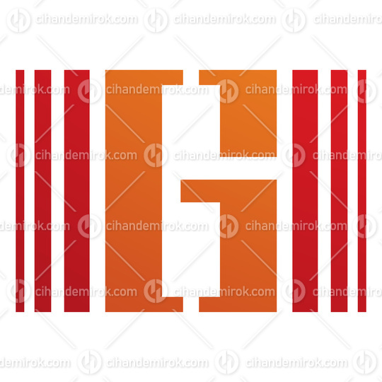Orange and Red Letter G Icon with Vertical Stripes