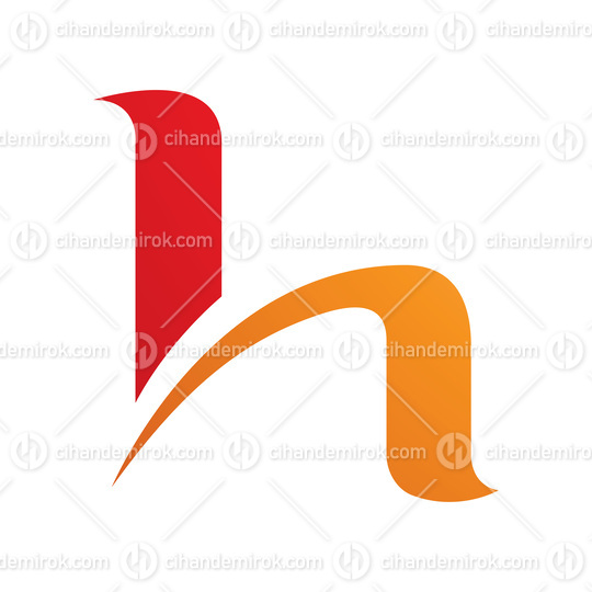 Orange and Red Letter H Icon with Round Spiky Lines