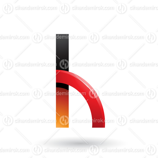 Orange and Red Letter H with a Glossy Quarter Circle