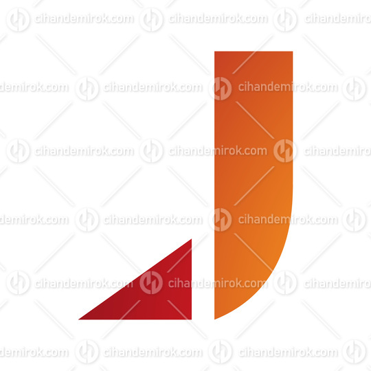 Orange and Red Letter J Icon with a Triangular Tip