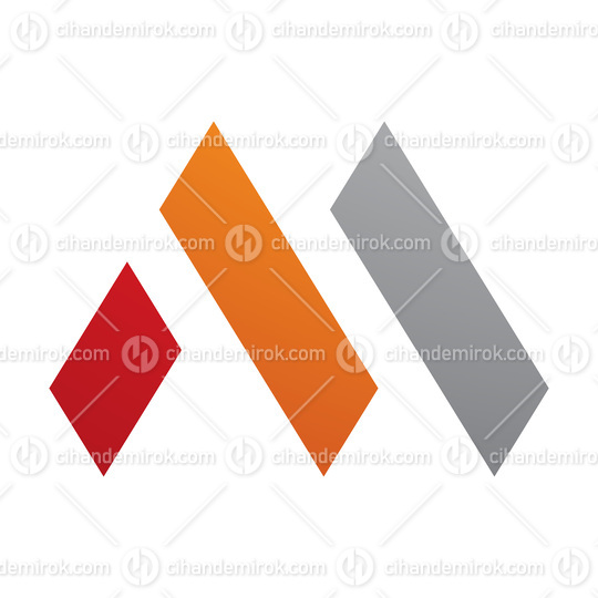 Orange and Red Letter M Icon with Rectangles