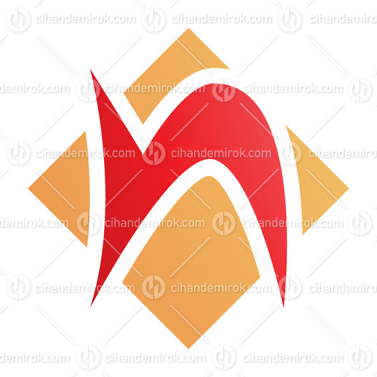 Orange and Red Letter N Icon with a Square Diamond Shape