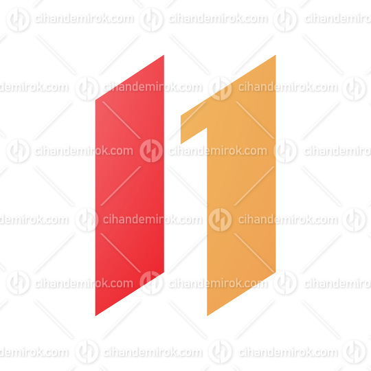 Orange and Red Letter N Icon with Parallelograms