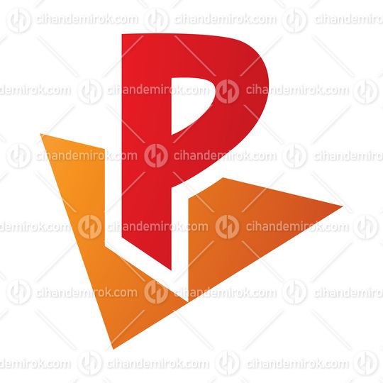 Orange and Red Letter P Icon with a Triangle