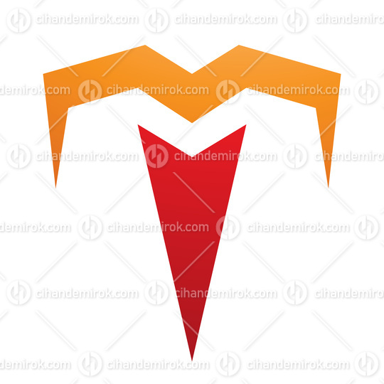 Orange and Red Letter T Icon with Pointy Tips