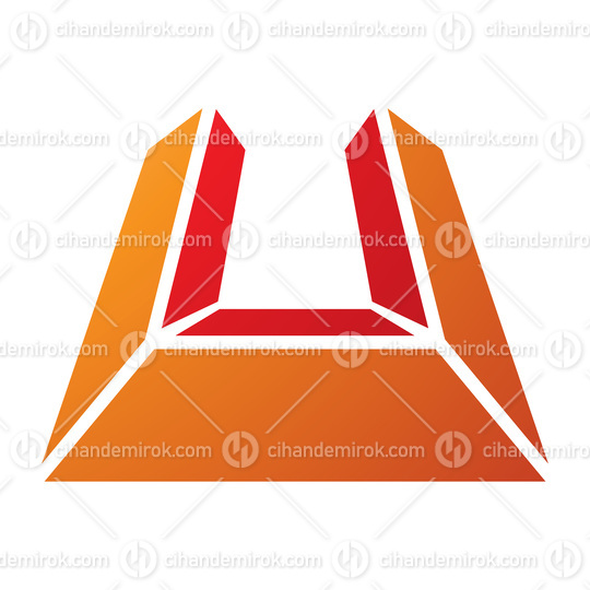 Orange and Red Letter U Icon in Perspective