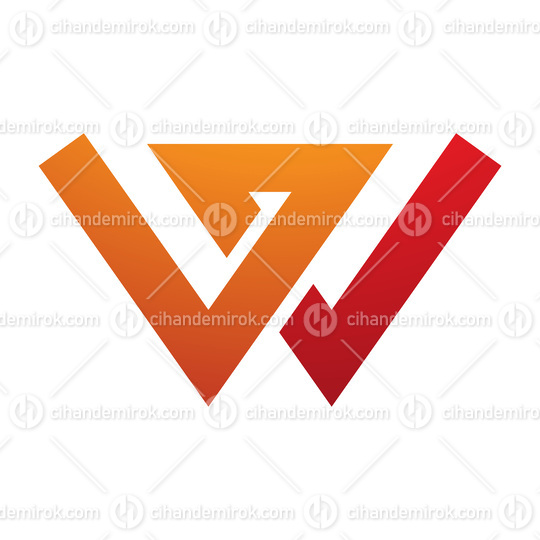 Orange and Red Letter W Icon with Intersecting Lines