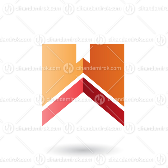 Orange and Red Letter W with a Thick Stripe Vector Illustration