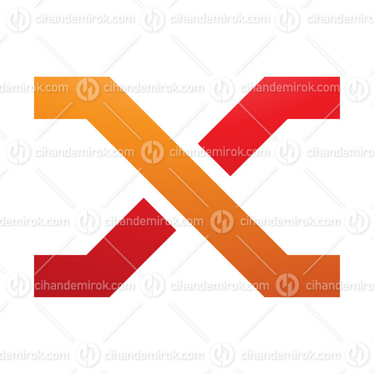 Orange and Red Letter X Icon with Crossing Lines