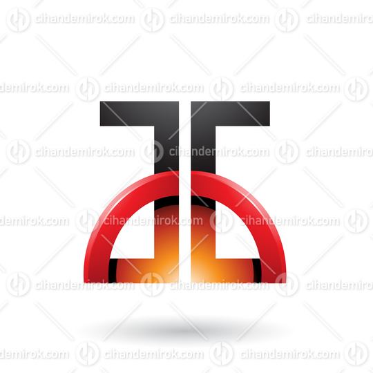 Orange and Red Letters A and G with a Glossy Half Circle