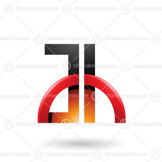 Orange and Red Letters A and H with a Glossy Half Circle