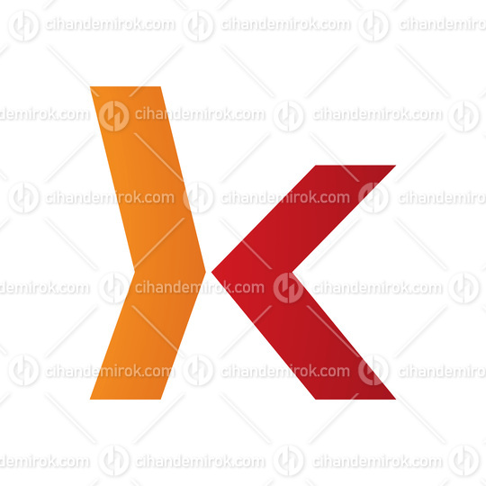 Orange and Red Lowercase Arrow Shaped Letter K Icon