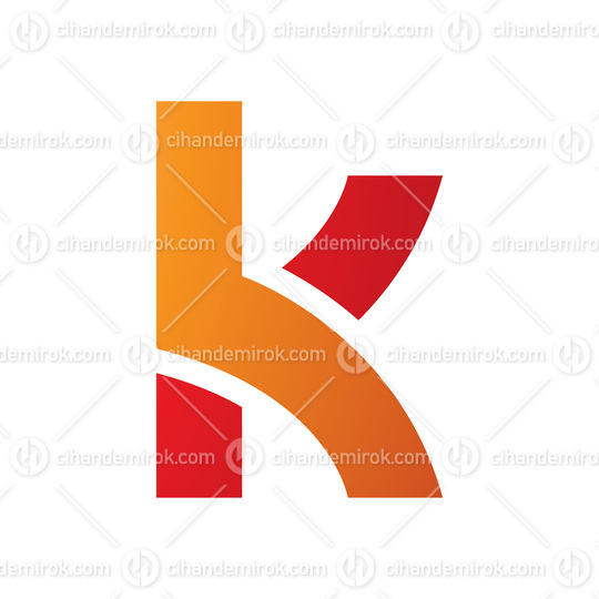 Orange and Red Lowercase Letter K Icon with Overlapping Paths