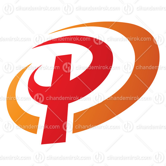 Orange and Red Oval Shaped Letter P Icon