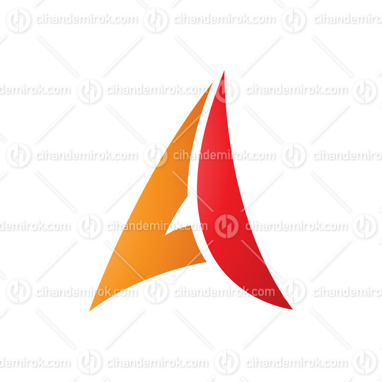 Orange and Red Paper Plane Shaped Letter A Icon