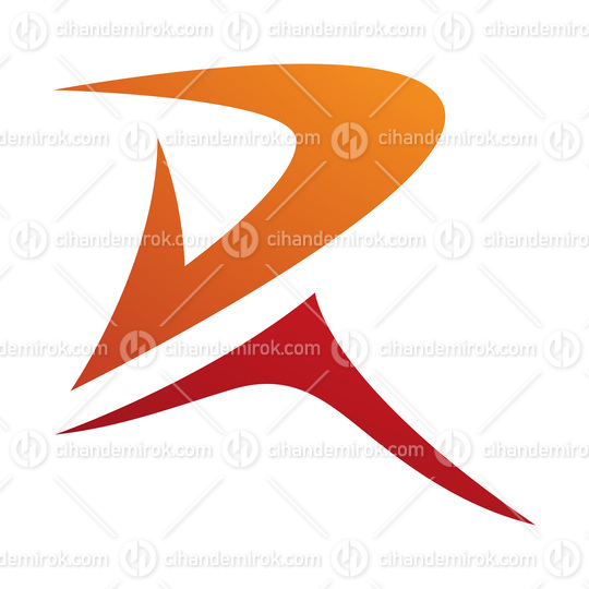 Orange and Red Pointy Tipped Letter R Icon