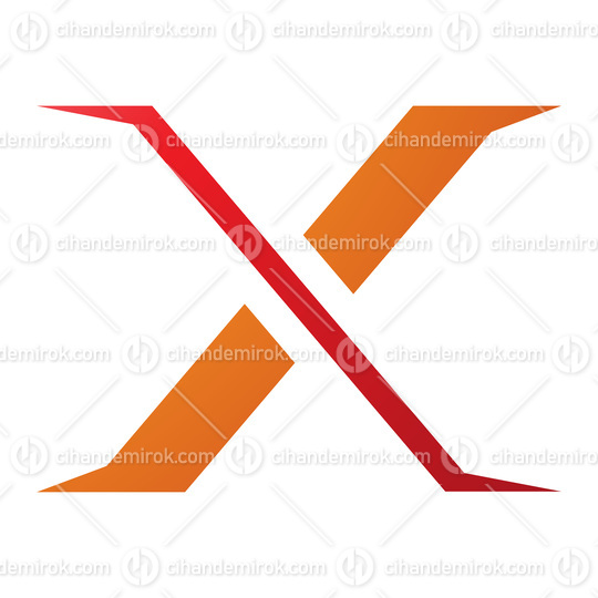 Orange and Red Pointy Tipped Letter X Icon