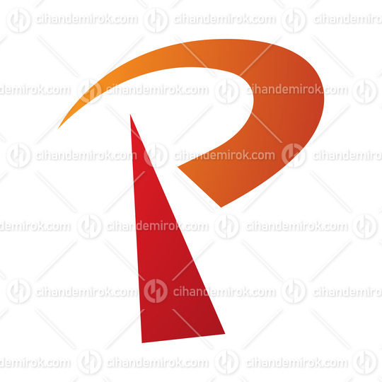 Orange and Red Radio Tower Shaped Letter P Icon