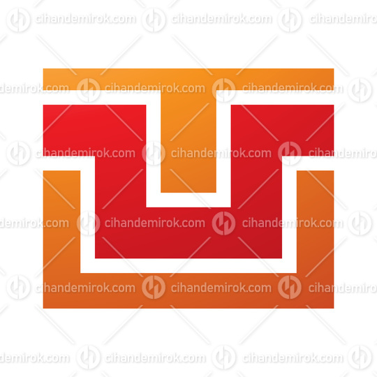 Orange and Red Rectangle Shaped Letter U Icon