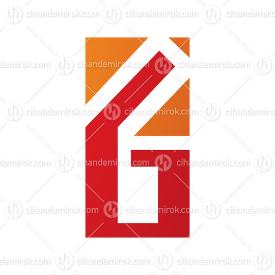 Orange and Red Rectangular Letter G or Number 6 Icon
