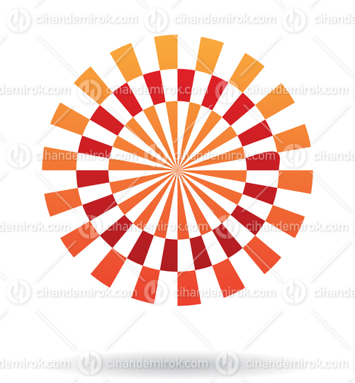 Orange and Red Rectangular Shapes Forming a Circle Abstract Logo Icon