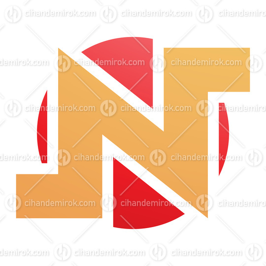 Orange and Red Round Bold Letter N Icon