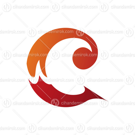 Orange and Red Round Curly Letter C Icon