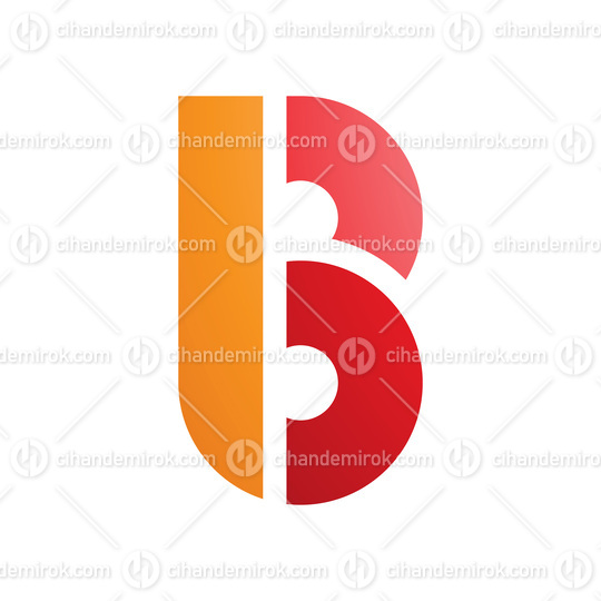 Orange and Red Round Disk Shaped Letter B Icon