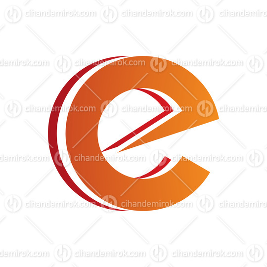 Orange and Red Round Layered Lowercase Letter E Icon