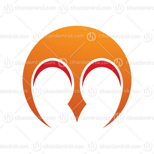 Orange and Red Round Letter M Icon with Pointy Tips