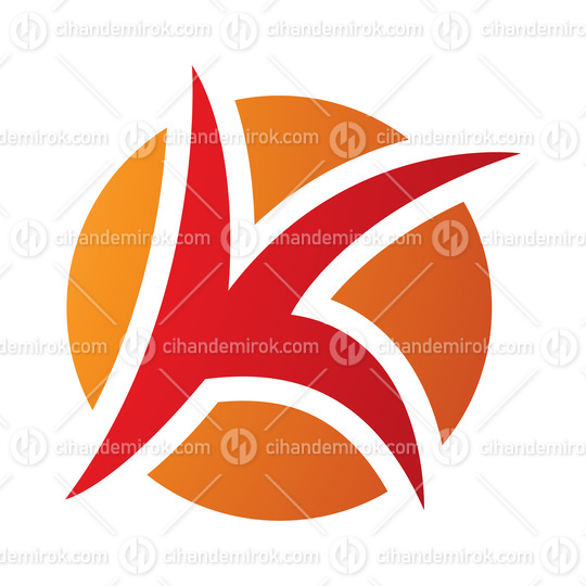 Orange and Red Round Pointy Letter K Icon