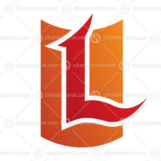 Orange and Red Shield Shaped Letter L Icon