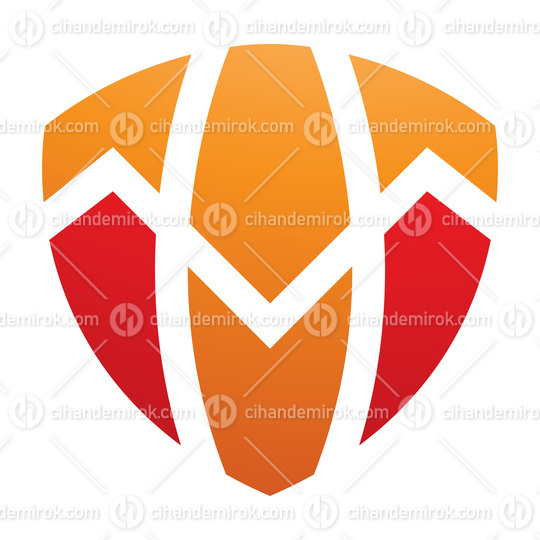 Orange and Red Shield Shaped Letter T Icon