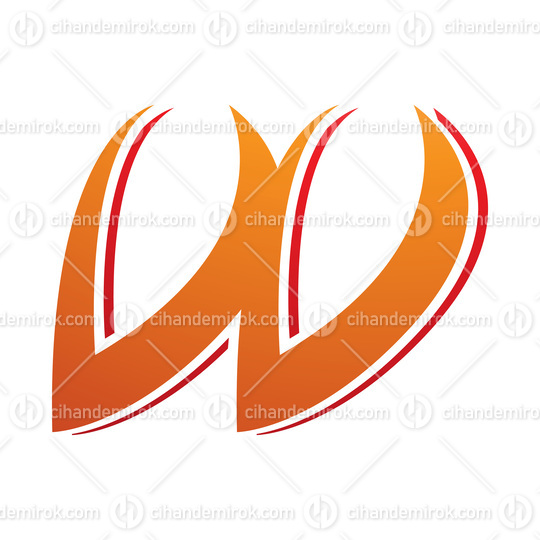 Orange and Red Spiky Italic Shaped Letter W Icon