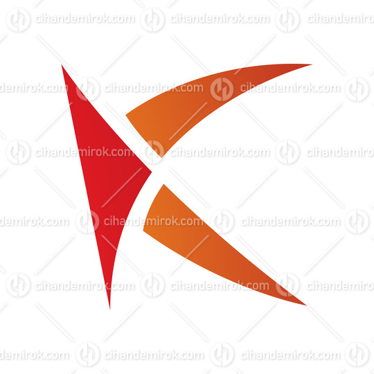 Orange and Red Spiky Letter K Icon