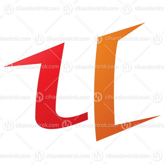 Orange and Red Spiky Shaped Letter U Icon