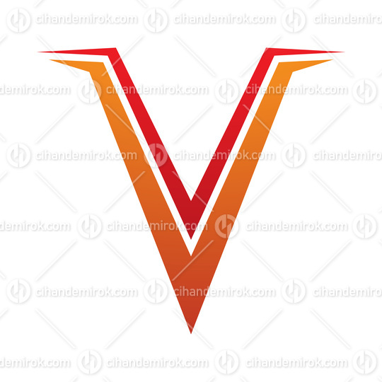 Orange and Red Spiky Shaped Letter V Icon