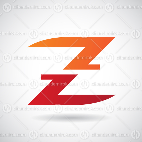 Orange and Red Split Letter Z with a Shadow