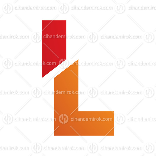 Orange and Red Split Shaped Letter L Icon