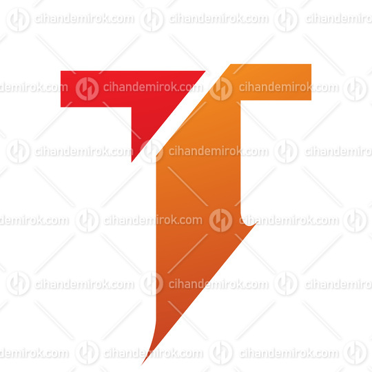 Orange and Red Split Shaped Letter T Icon